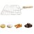 Roaster Barbecue Net Jali Griller Chapati Toast Grill with Wooden Handle Steaming Cooking and Baking Barbeque Jali for Roti Paneer (Square)