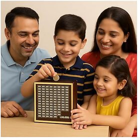 Jobber Wooden Money Bank for Kids & Adults | Lakh Saving Target Piggy Bank | Laser Engraved Wooden Savings Box | Ideal Gift for Birthday Aniversary Handcrafted Money Box for Kids & Adults