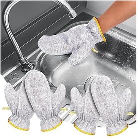 Jobber Dishwashing Hand Gloves Non Scratch Wire Multi-Purpose Cleaning Gloves for Washing Dish Easy Rinsing Bathroom Tiles Reusable Cleans Dishes Pots Pans Sinks 2 pieces