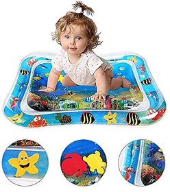 Jobber Inflatable Premium Baby Tummy Time Leakproof Water Play Mat Stimulating Play for Newborns Fun Activity Play Center Indoor and Outdoor Water Play Mat for Baby Random Design in a Safe and Enjoyable Water-Filled Environment (Multi Style)