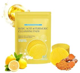 Jobber Kogic Acid and Turmeric Cleansing Peds with Vitamin B5 Vitamin C Turmeric Pads Infused Foaming Exfoliating Pads Turmeric Kojic Aeid Lemon Chamomile Peds for Face -60PCS (Pack1)