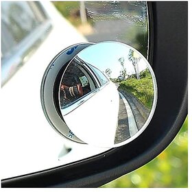Jobber Car Glass Mirror Blind Spot 360 Degree Mirror Rear View Convex Mirror Parking Mirror For Car 2 Inch Round HD Glass Accessories Frameless 3R Original Suitable All Cars Trucks Vans (Round-Pack-2)