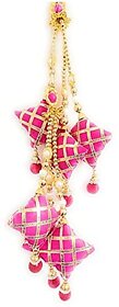 Bhavya sales Women's  Handmade Work Ethnic Hanging Cotton Pompom Bell Tassel Latkan for Saree Blouse and Lehenga - Pack of 2 (Pink )