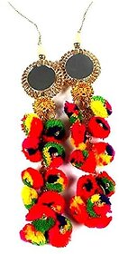 Bhavya Sales Women's  Ethnic Hanging Latkan Bell Tessel Blouse Saree Lehenga Cotton Pompom (Multicolour) Pack of 2
