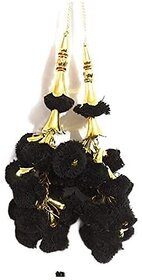 Bhavya sales Women's  Handmade Work Ethnic Hanging Cotton Pompom Bell Tassel Latkan for Saree Blouse and Lehenga - Pack of 2 (Multi)