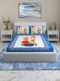 Quirky Home Jaipuri Double Bed 144 TC Pure Cotton Bedsheet with 2 Pillow Covers | DBS17