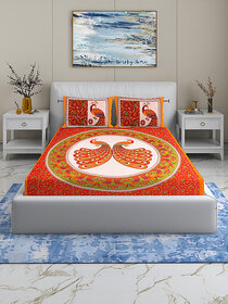 Quirky Home Jaipuri Double Bed 144 TC Pure Cotton Bedsheet with 2 Pillow Covers | DBS18