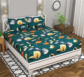Quirky Home Premium 120 TC Cotton Blend Flat Double Bedsheets with 2 Pillow Covers | Double Bed Breathable Quirky Home | Wrinklefree, CLS-15