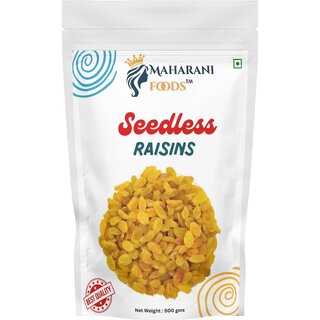                       MAHARANI FOODS  SEEDLESS INDIAN RAISINS  500 GMS POUCH  INDIAN KISMIS  HEART HEALTHY  MAINTAINS INSULIN LEVELS  DR                                              