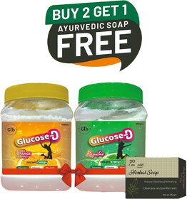 Glucose -D Orange and Regular 500 Gm + 500 Gm Tangy Refreshment! (Pack Of 2)