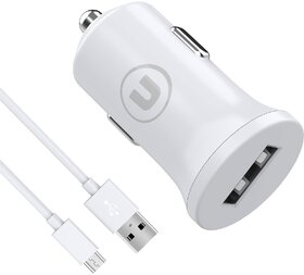 Bandridge U Series 2.4 Amp Fast Car Charger with Micro USB Cable 1M, Compatible With All Smartphones And Tablets, White