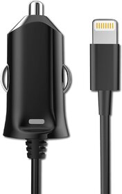 Bandridge Value Line Portable Car Charger with Attached Cable for iOS Devices, Made for iPhone, iPod, iPad | 2.4 Amp - MFI Certified (Black)