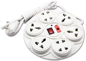 Imported Extension Cord Board with 4 yard wire - 8 Socket - 6 AMP - Power Strip ON / OFF Switch and indicator .2 core Ro