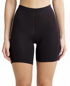 COURTIT'S 1529 Women's High Coverage Super Cotton Elastane Stretch Mid Waist Shorties with Concealed Waistband Black