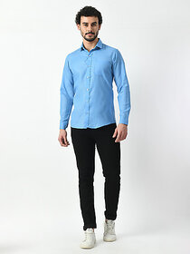 Men Regular Fit Solid Curved Collar Casual Shirt