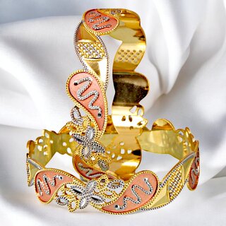                       18k One Gram Gold Plated Traditional Designer Pack of 2 Bangle Set For Women                                              
