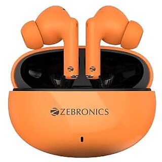 ZEBRONICS Zeb PODS 121 Orange Touch Control Splash Proof Supports Voice Assistant BT v5.4 up to 30 Hour Backup. ZEBRONICS Zeb PODS 121 Orange Touch Control Splash Proof Supports Voice Assistant BT v5.4 up to 30 Hour Backup.