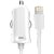 Bandridge Value Line Portable Car Charger with Attached Cable for iOS Devices, Made for iPhone, iPod, iPad | 2.4 Amp - MFI Certified (White)