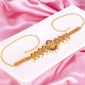 Gold-Plated South Indian Temple Jewelry Waist Belt for Women | Goddess Lakshmi Design Kamarbandh (726-PL1T1-2099-RG)
