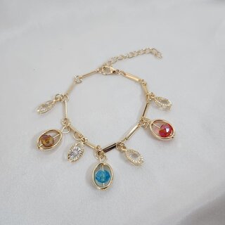 Gold plated Multi color drop bracelet for girl Women Gold plated Multi color drop bracelet for girl Women