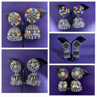 Beautiful Oxidised Multicolor jhumka Combo set pack of 5 Beautiful Oxidised Multicolor jhumka Combo set pack of 5