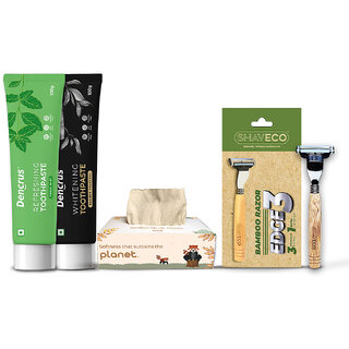 IMECO Bamboo Facial Tissue (200 Pulls), Mint And Charcoal Toothpaste, Bamboo Edge 3 Razor, Refreshing Care Combo IMECO Bamboo Facial Tissue (200 Pulls), Mint And Charcoal Toothpaste, Bamboo Edge 3 Razor, Refreshing Care Combo