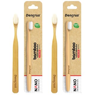                       DENCRUS Nano bamboo Toothbrush (Pack of 2), Natural Bamboo Toothbrush, Toothbrush for Sensitive Gums And Teeth                                              