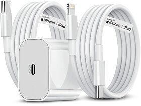 Digimate (DG-ADP-1004) 20W Fast Charger with C to Lightning Cable & C to C Cable | PD Type-C Adapter for All iPhone Models  iPhone 17/16/15/14/13/12/11/X Series & More