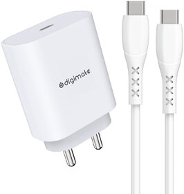 Digimate 20W travel adaptor with C2C Cable Compatible with Samsung(Charger & Cable, White)