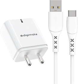 Digimate Quick Charge 15W 2.4A Wall Charger With Type C Cable (White-DG-ADP-1002)