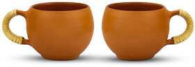 Rare Planet Hand made Traditional Beautiful Design Terracotta Chai  Tea Cup Set for Home (Set of 2)