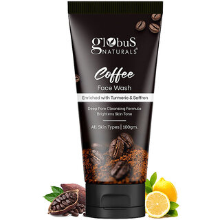 Globus Naturals Coffee Face Wash Enriched with Lemon Papaya Deep Pore Cleansing Formula Brightens Skin Tone Suitable For All Skin Types 100 gms Globus Naturals Coffee Face Wash Enriched with Lemon Papaya Deep Pore Cleansing Formula Brightens Skin Tone Suitable For All Skin Types 100 gms