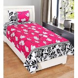 BEDZY Premium 180 TC, Floral Print, Cotton Blend Single Bedsheet with ..