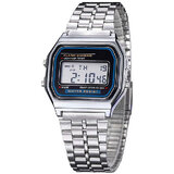 Digital Sports Square Dial LED Unisex Stainless Steel Strap Watch for ..