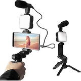 Vlogging kit for Video Making with Bluetooth,Mic,LED Light&PhoneHolder..