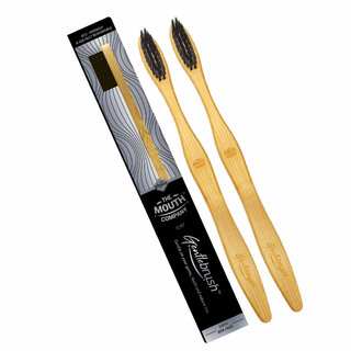 L'avenour Flat Bamboo Toothbrush with BPA Free Charcoal Activated Ultra Soft Bristles For Men  Women (Pack of 2)