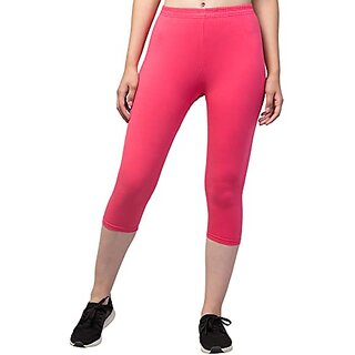 ATTIRE ZONE Women's Regular Fit Plain Capri Pants/Avobe Knee Lenth Super Cotton Capri for Sports Wear Gym Yoga