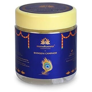 Manokamna Divine Bhimseni Camphor Traditional Remedy with Spiritual Essence   Grade  Organic  Strong Aroma for Healing  Puja (50gm - Pack of 1)