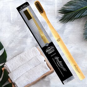 L'avenour Round Bamboo Toothbrush with BPA Free Charcoal Activated Ultra Soft Bristles For Men Women (Pack of 1)