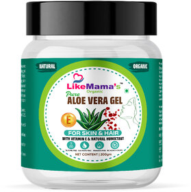 LikeMama's Pure Aloe Vera Gel infused with Rose water and Vitamin E 200gm