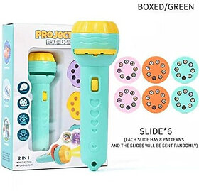 6 slides 48 patterns Projector Torch Slide Flashlight Projector torch for kids(Green)