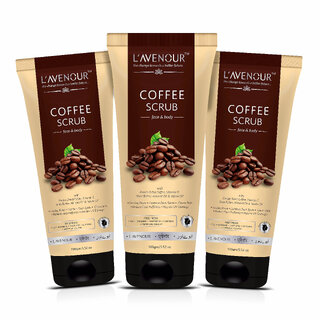 L'avenour Coffee Scrub for  Lightens Dark Spots  Repairs UV Damage Scrub For Men  Women - 100 g (Pack of 3)