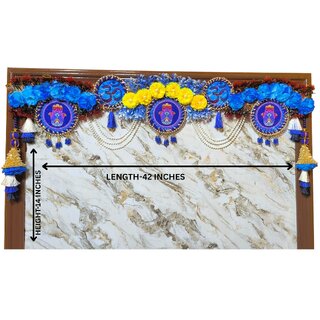 OM handevileye blue and yellow flower toran(BANDANWAR) OM handevileye blue and yellow flower toran(BANDANWAR)