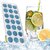 Pop up ice tray pack of 2 blue/green, 21 grid, silicon bottom, bpa free, reusable, plastic cover, easy removal pop up
