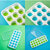 Pop up ice tray pack of 2 blue/green, 21 grid, silicon bottom, bpa free, reusable, plastic cover, easy removal pop up