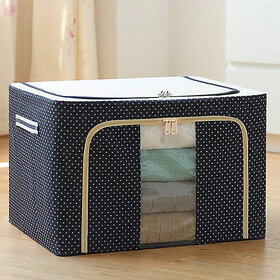 Large Capacity Foldable Storage with Steel Frame, Extra Large Quilt Luggage Cover (60L x 40W x 18H Centimeters, Black)