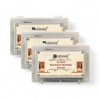                       EUQINU Al Oud Bakhoor Long Lasting Aroma Incense Sticks - 48g (Pack Of 3)                                              