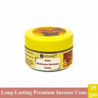 EUQINU Oudi Bakhoor Incense Cone For Rich, Soothing Scent, Calm, Relaxing Atmosphere - (Pack Of 1) 25g EUQINU Oudi Bakhoor Incense Cone For Rich, Soothing Scent, Calm, Relaxing Atmosphere - (Pack Of 1) 25g