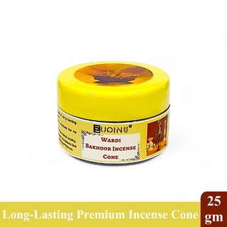 EUQINU Wardi Bakhoor Incense Cone For Rich, Soothing Scent, Calm, Relaxing Atmosphere - (Pack Of 1) 25g EUQINU Wardi Bakhoor Incense Cone For Rich, Soothing Scent, Calm, Relaxing Atmosphere - (Pack Of 1) 25g