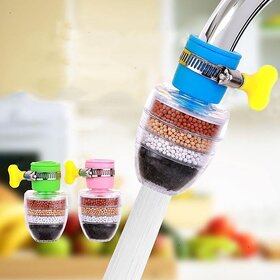 Pack of 2 Activated Carbon Faucet Water Filters Home Kitchen Faucet Tap Water Tap Filter Multilayer Clean Purifier Filter Cartridge Five Layer Water Filter Tap Filter